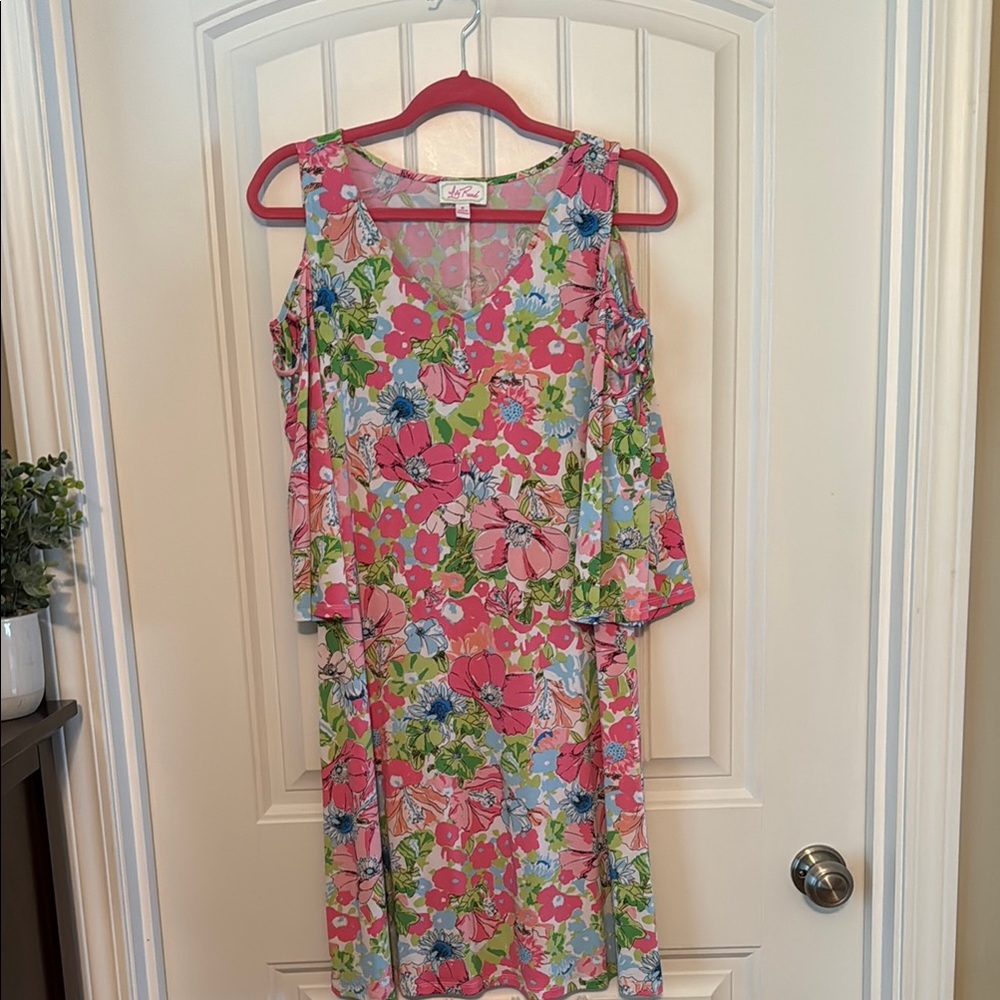 Floral Long Sleeve Dress with Cold Shoulder
